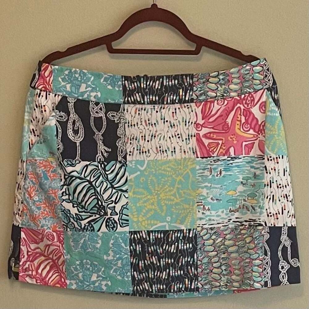 Lilly Pulitzer "Sailor Patch" Marigold ‎ Skort Nautical Patchwork Vibe Sz. 8
